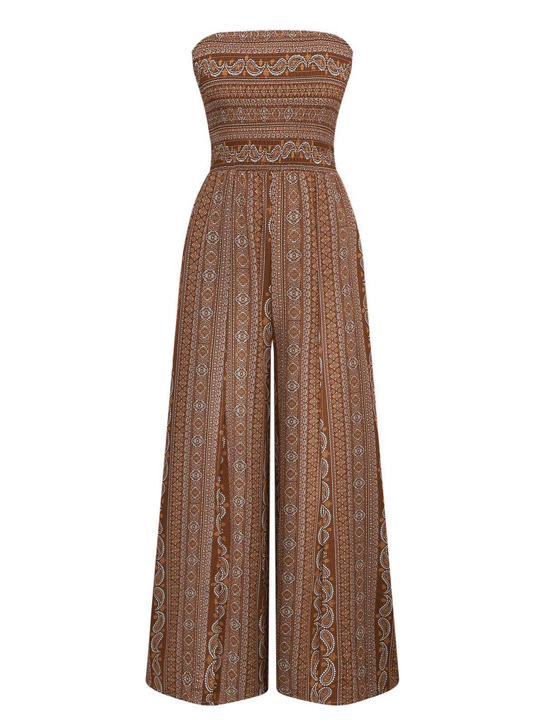 Combinaison bustier fendue style bohème des années 1970