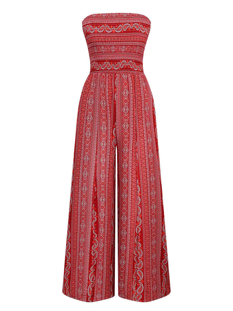 Combinaison bustier fendue style bohème des années 1970