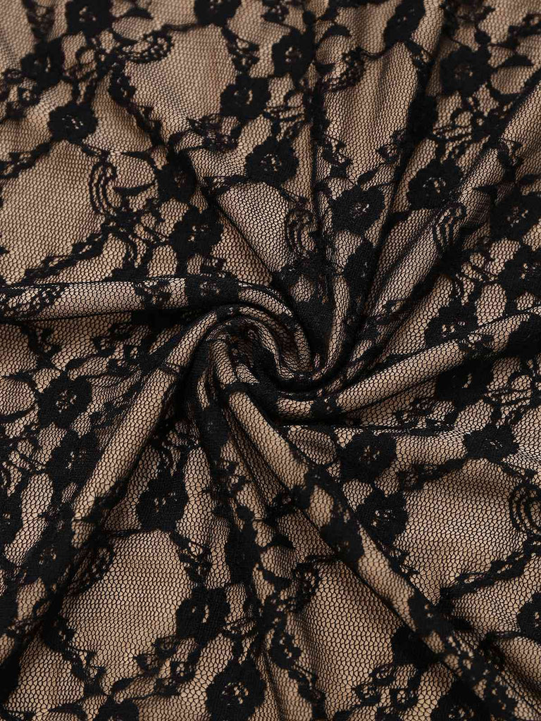 Robe moulante kaki à bretelles en dentelle années 1960