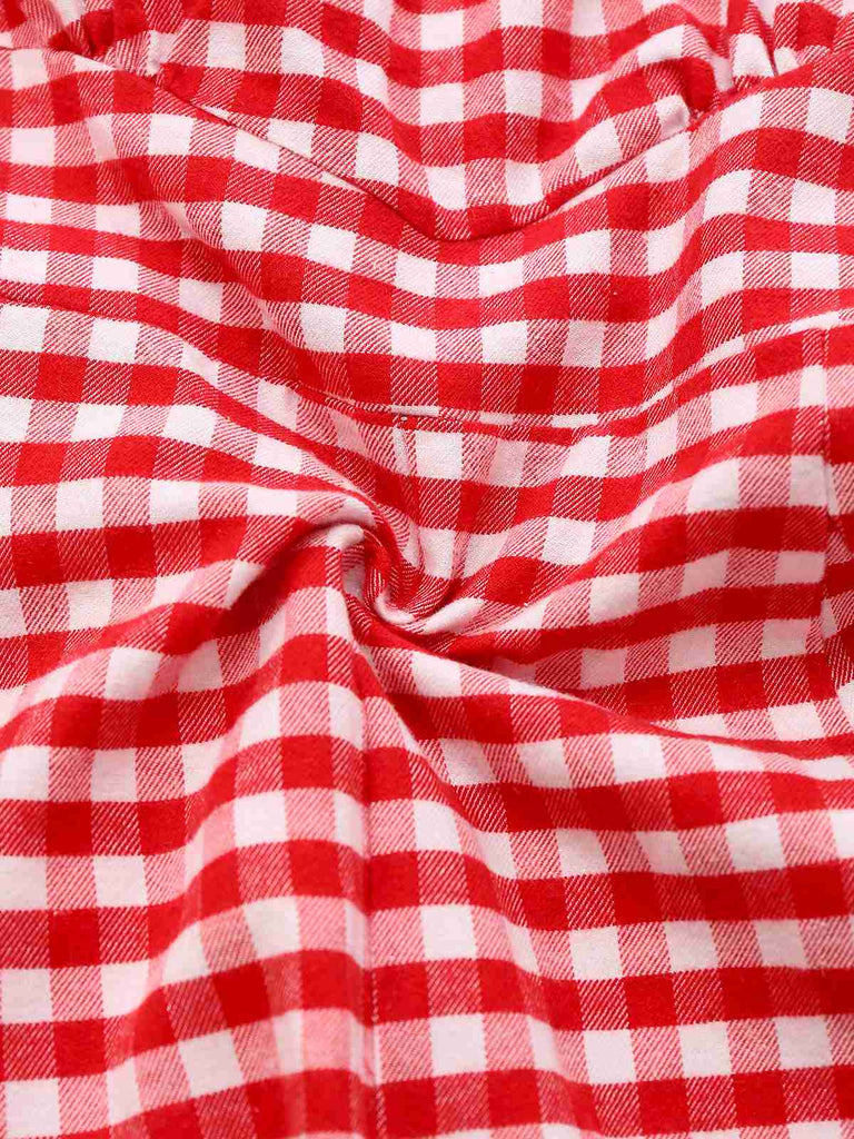 Combishort en coton et dentelle à carreaux vichy des années 1950