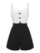 Combishort blanche et noire coton à bretelles années 1950