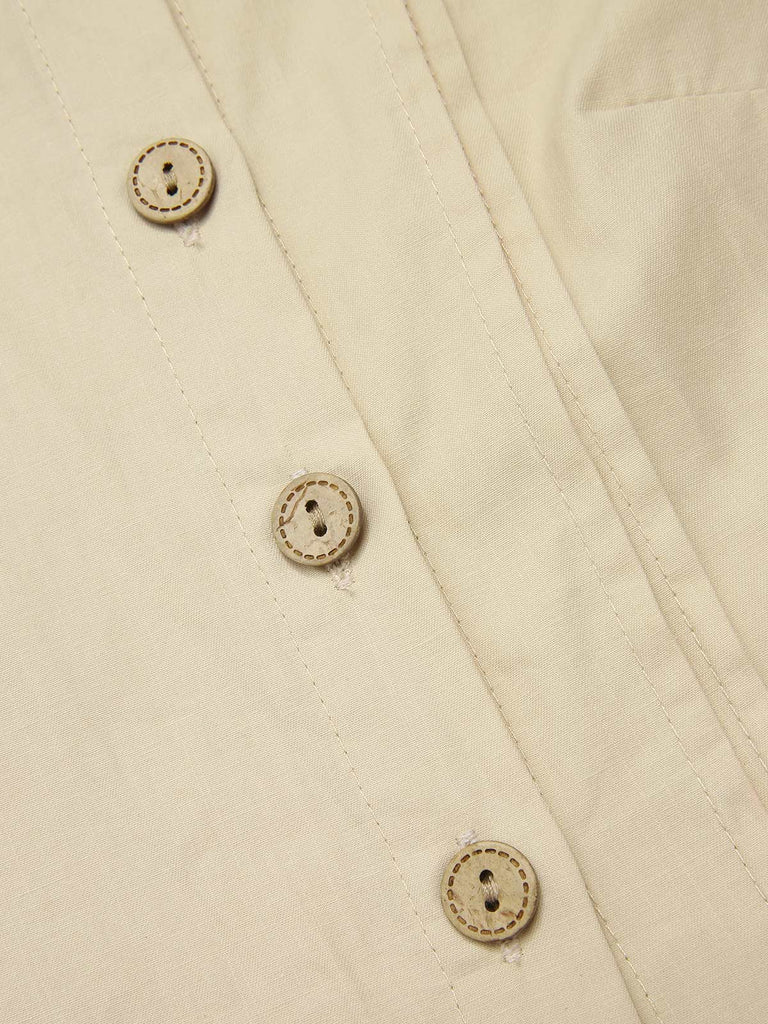 Chemisier crème en coton uni à boutons années 1930