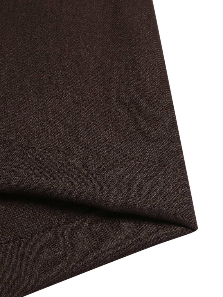 Pantalon à bretelles marron foncé à bretelles boutonné années 1950