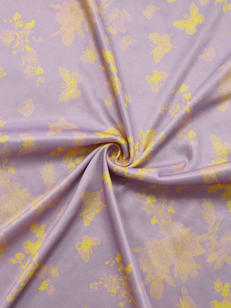 Robe sirène violette à fleurs et papillons années 1930