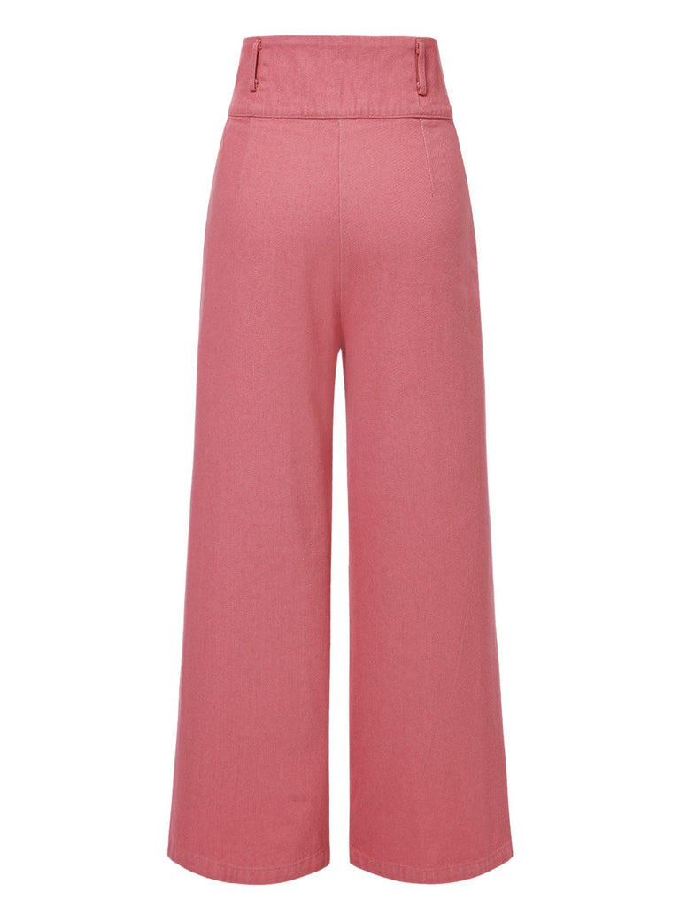 2PCS chemisie tulipe rose et pantalon à boutons années 50