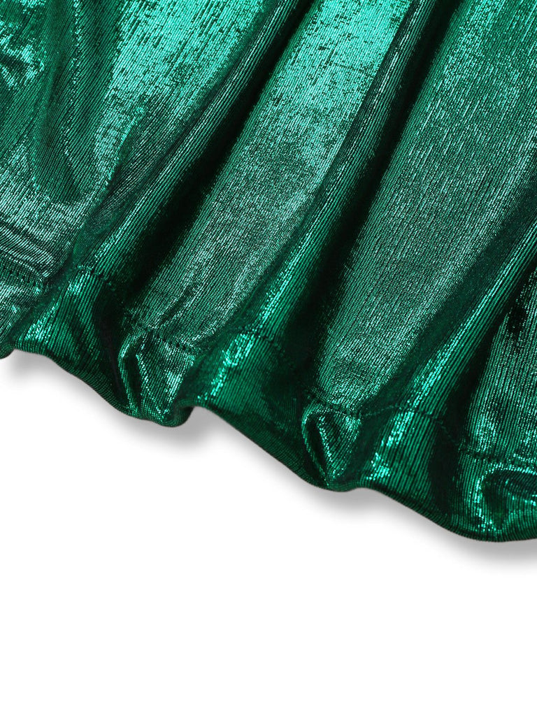 Combinaison verte brillante à découpes nouées années 1970