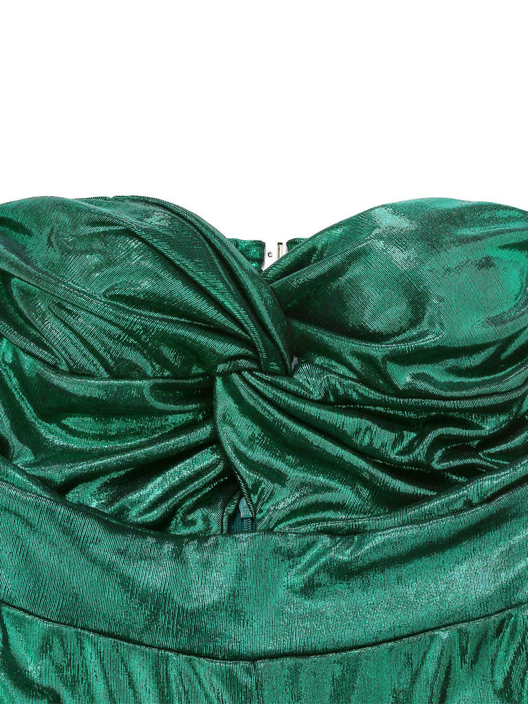 Combinaison verte brillante à découpes nouées années 1970