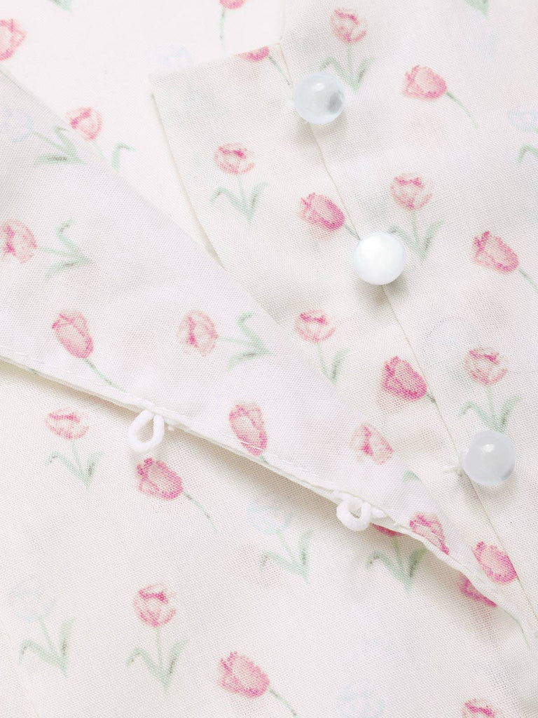 2PCS chemisie tulipe rose et pantalon à boutons années 50