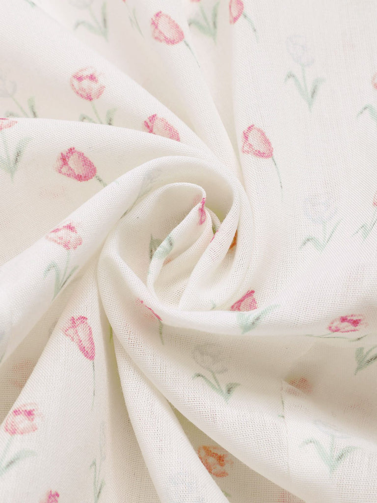 2PCS chemisie tulipe rose et pantalon à boutons années 50