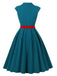 Robe bleue à manches courtes et revers ceinture années 1950