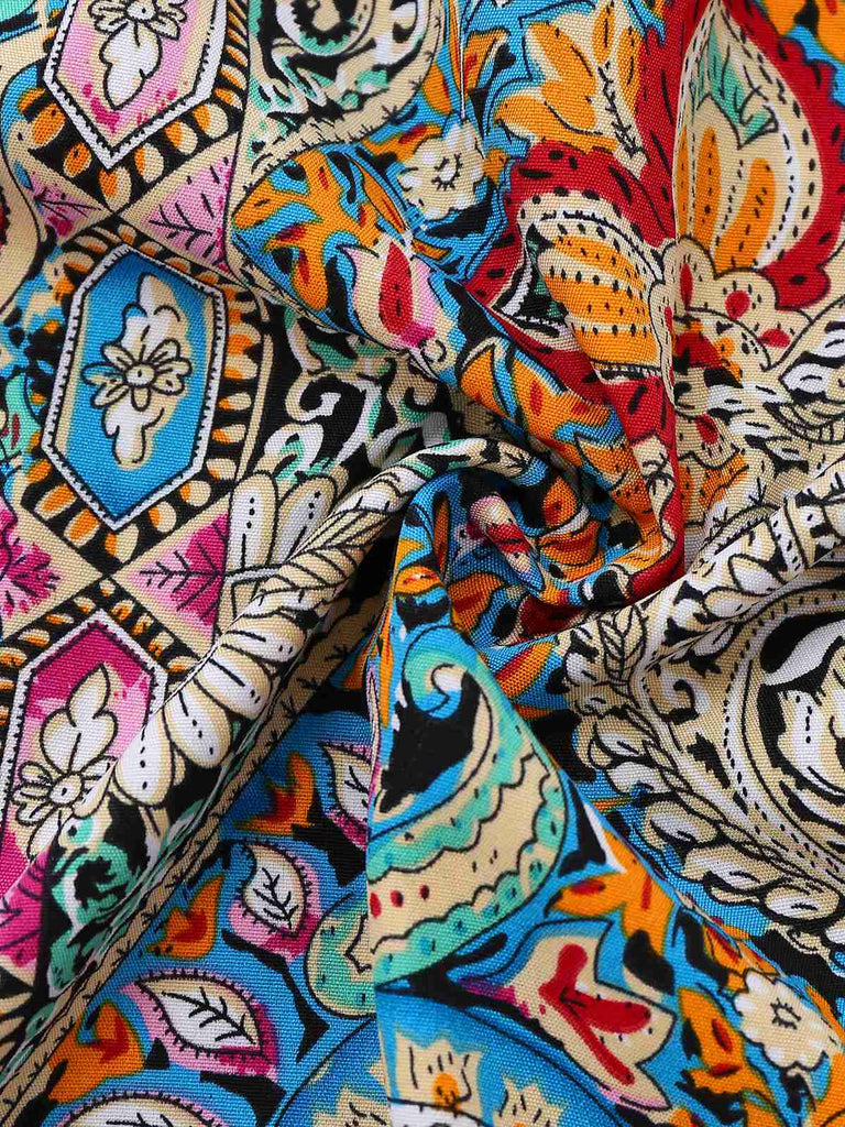 Robe multicolore bohème cachemire fleur années 1970