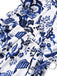 Combishort bleue fleur bleu-blanc-porcelaine ceinture années 1950