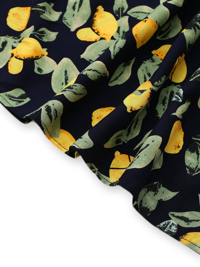 Robe en mousseline de soie jaune citron col V et smocks des années 1950