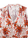 Robe rouge plantes tropicales et revers années 1970