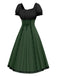 Robe verte à lacets bloc de couleurs des années 1940