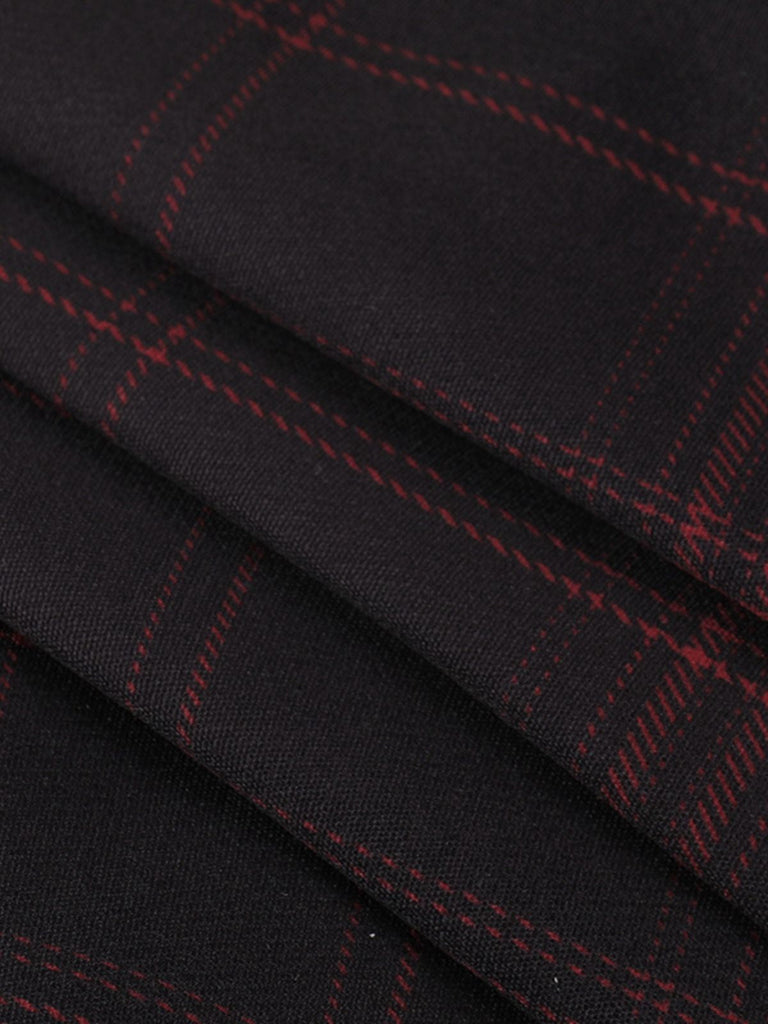 Robe trapèze vin rouge à carreaux style punk années 1960