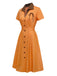 Robe orange à pois en coton et revers années 1940