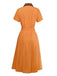 Robe orange à pois en coton et revers années 1940
