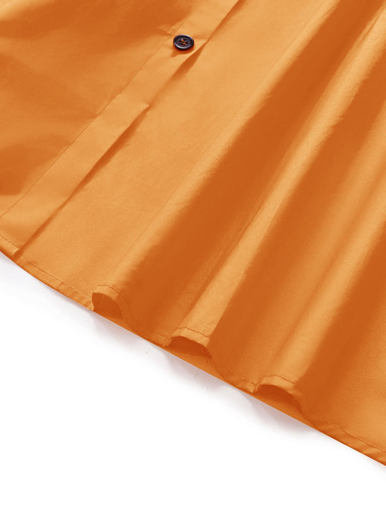 Robe orange à pois en coton et revers années 1940