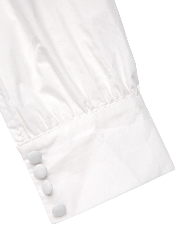 Chemisier blanche en coton avec nœud années 1950