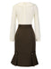 Robe crayon marron et col contrasté années 1960