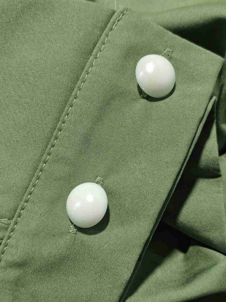 2PCS Chemisier Dolman solide et pantalon floral verte des années 1930