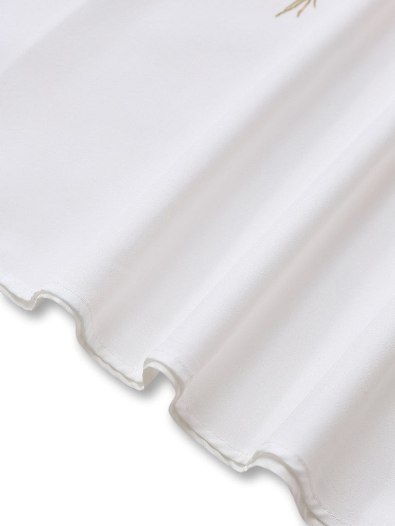 Robe rouge à fleurs dos nu col rond des années 40