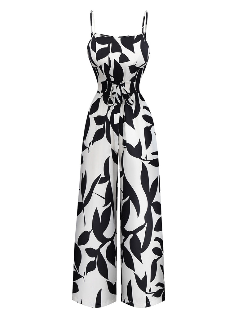 Combinaison noire à bretelles spaghetti et silhouette de feuille des années 1930