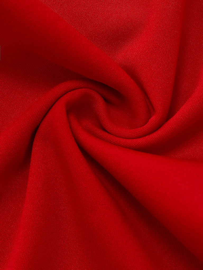 Combinaison manches bouffante en dentelle rouge unie des années 1960