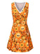 Robe orange fleurl et crâne Halloween années 1960