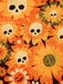 Robe orange fleurl et crâne Halloween années 1960