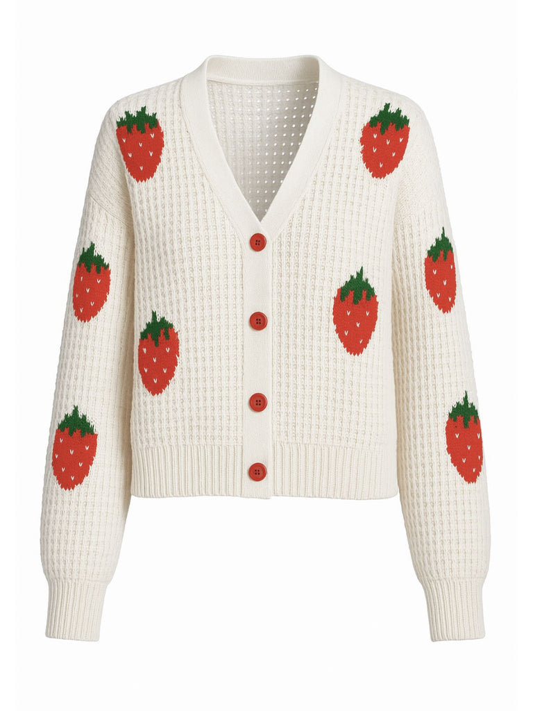 Cardigan beige en tricot fraise col v des années 1950