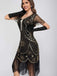 Robe à franges et paillettes à encolure dégagée des années 1920