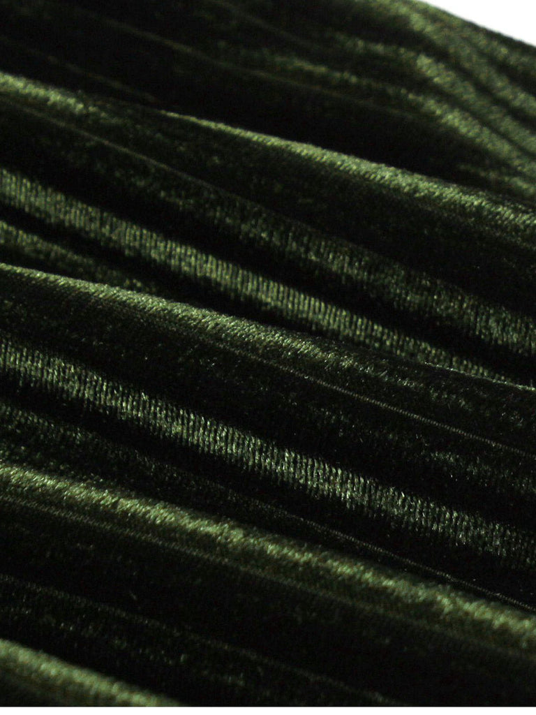 Robe de Noël verte en velours côtelé manches longues des années 1950