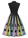 Robe trapèze col noué d'Halloween chapeau de sorcière des années 1950