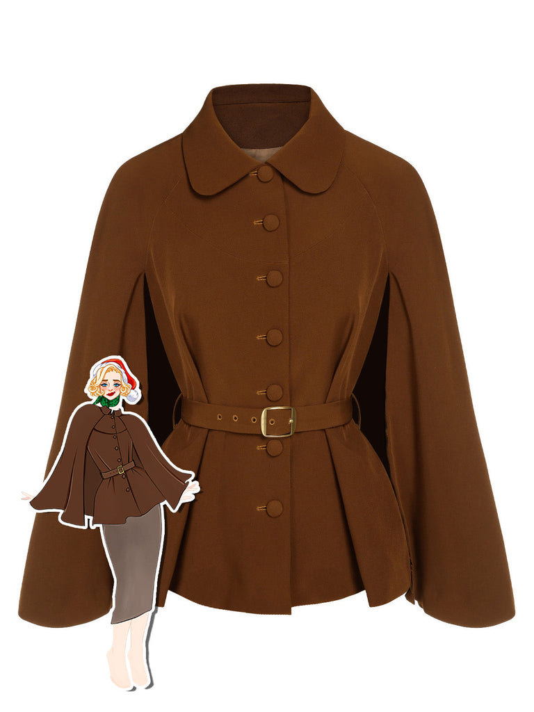 Manteau cape à revers couleur vert des années 1940