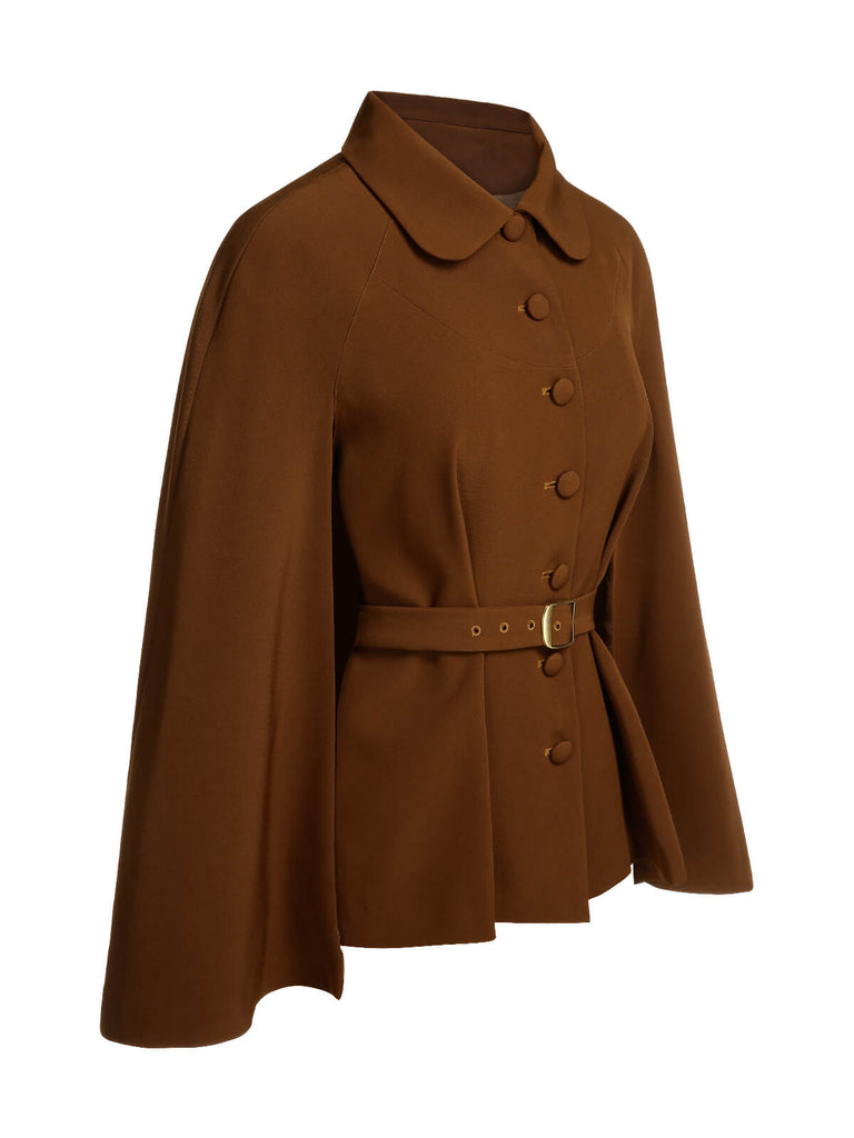 Manteau cape à revers couleur vert des années 1940