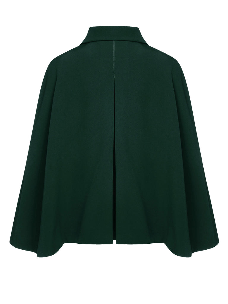 Manteau cape à revers couleur vert des années 1940
