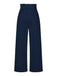 Pantalon taille haute bleu foncé des années 1940 avec nœud
