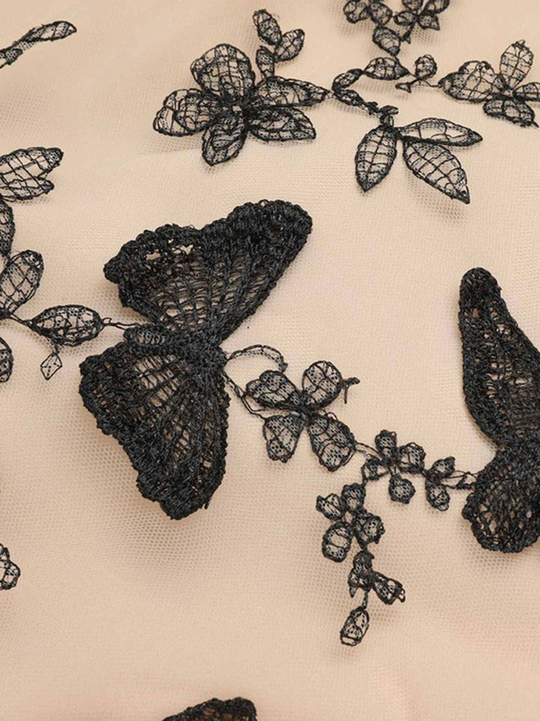 Robe patchwork en maille papillons 3D des années 1950