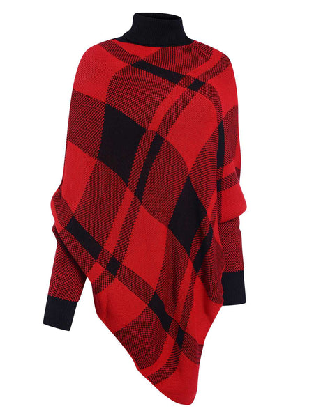 Poncho Tricoté Femme - Motif Tressé, Col En V, Ourlet Asymétrique - Manches Longues - Pour Automne/hiver Et Voyage - 10