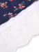 Robe licou en coton fleurs bleu foncé avec dentelle des années 1950