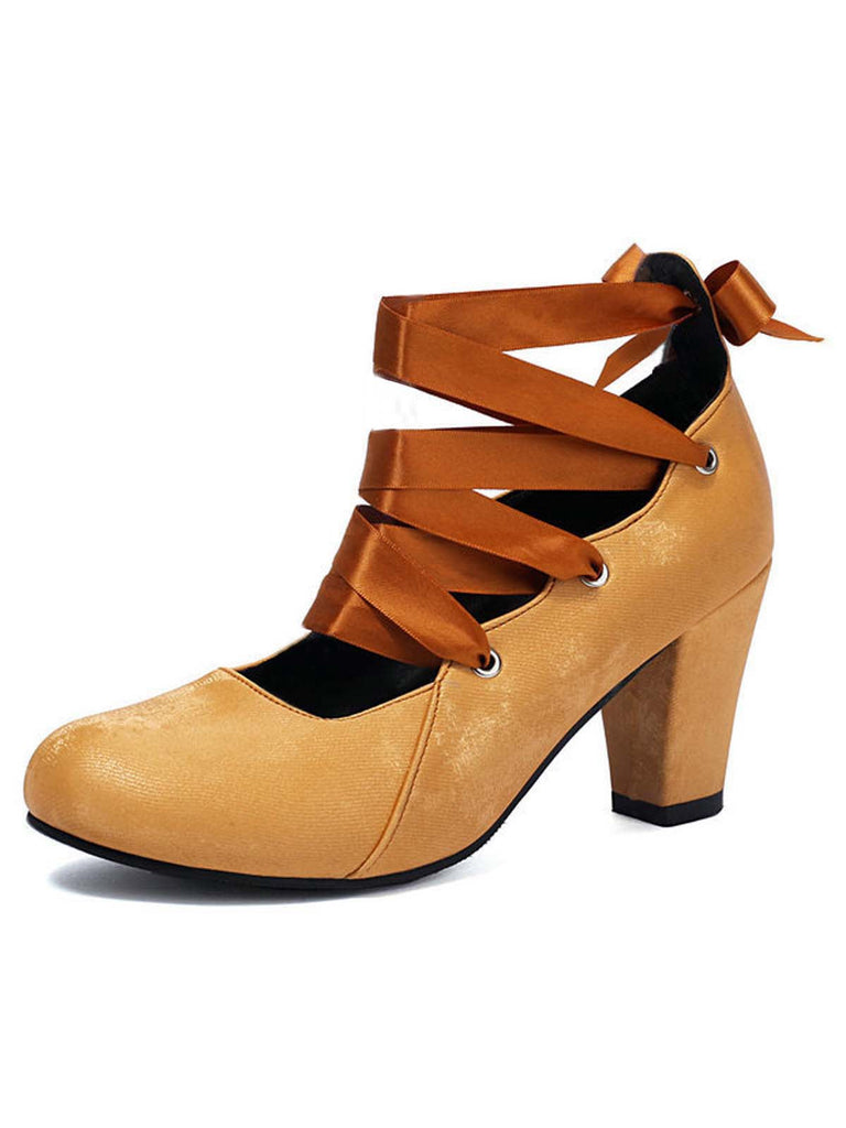 Escarpins vintage Mary Jane à talons épais et ruban