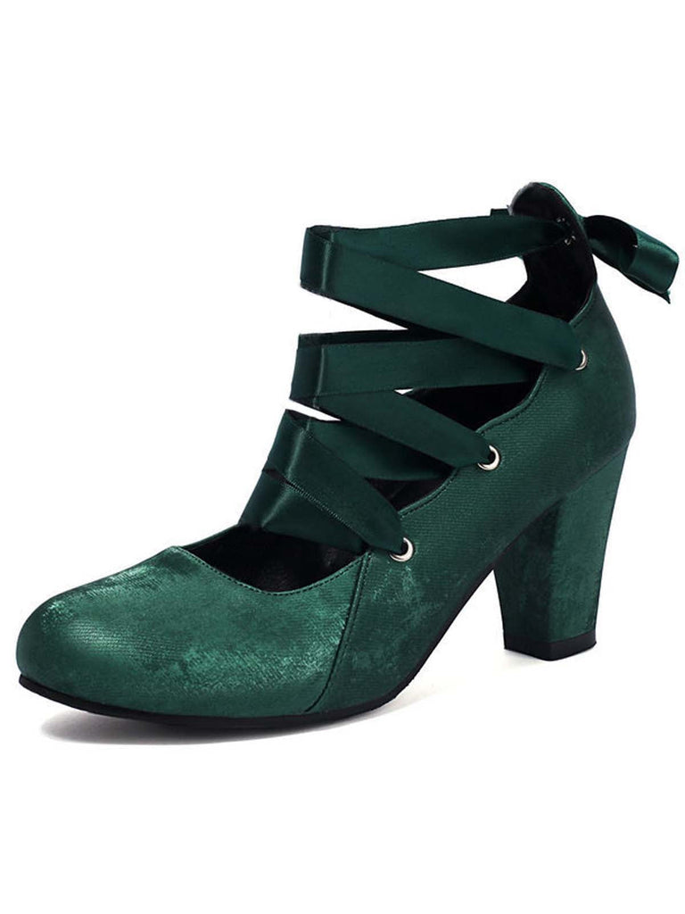 Escarpins vintage Mary Jane à talons épais et ruban