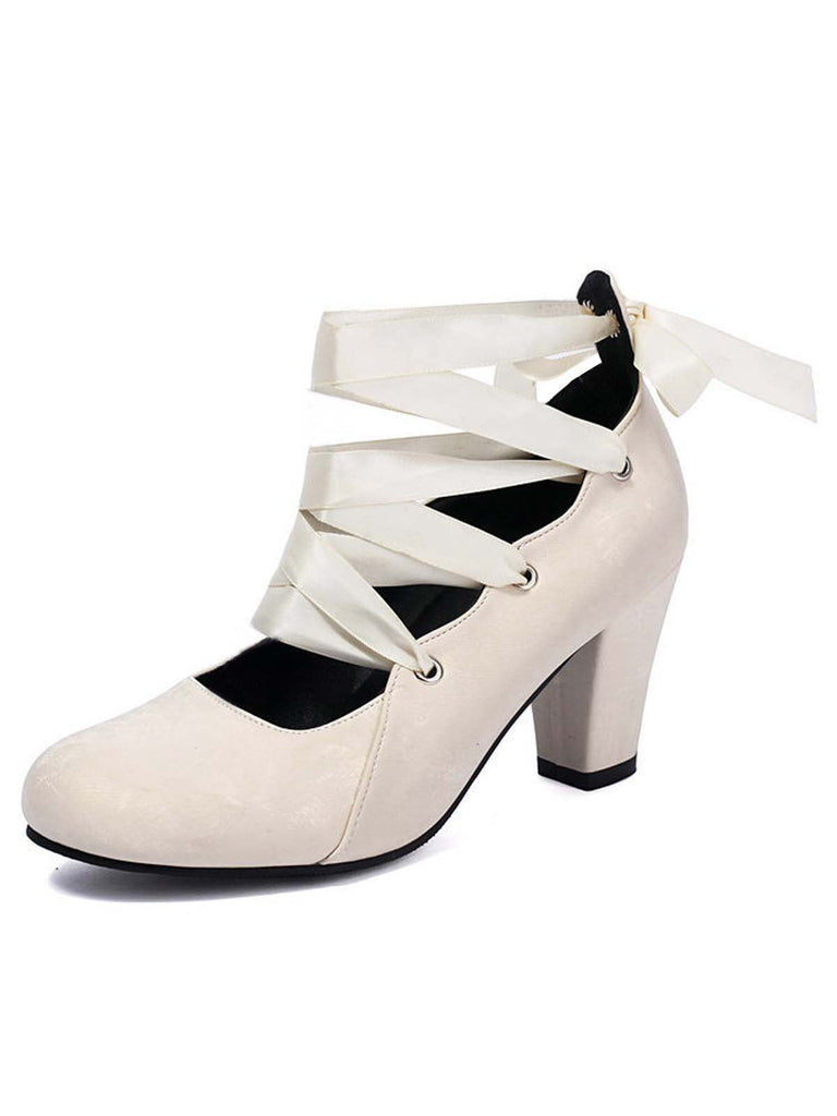 Escarpins vintage Mary Jane à talons épais et ruban