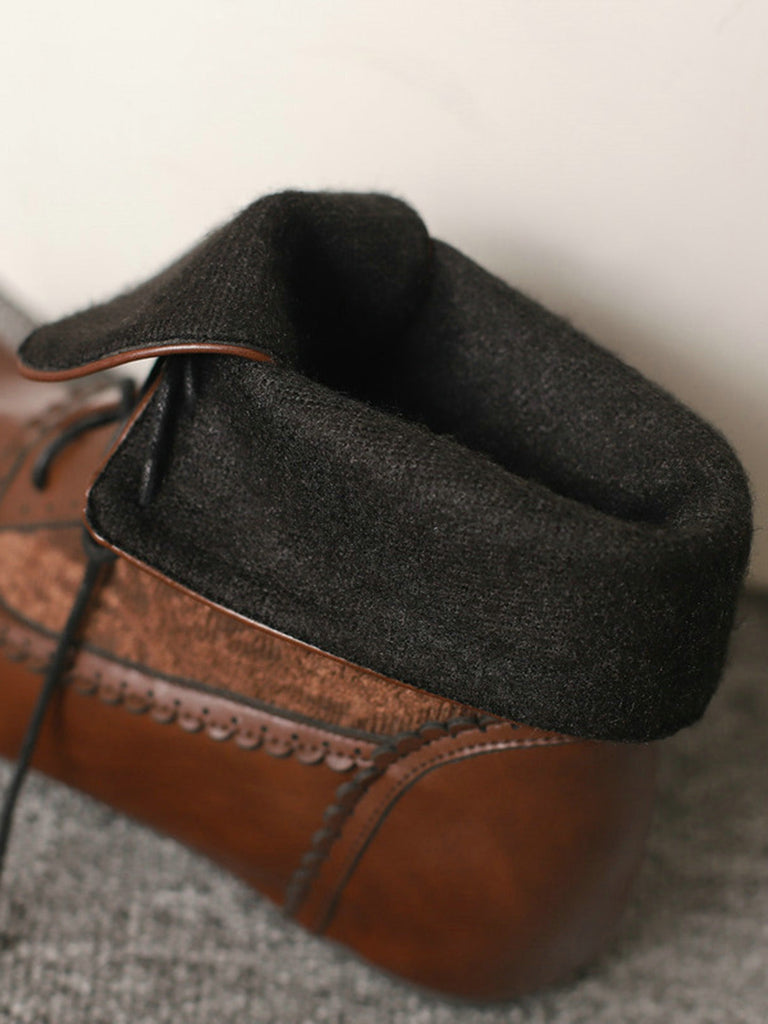 Bottes à lacets brodées vintage avec talon intérieur