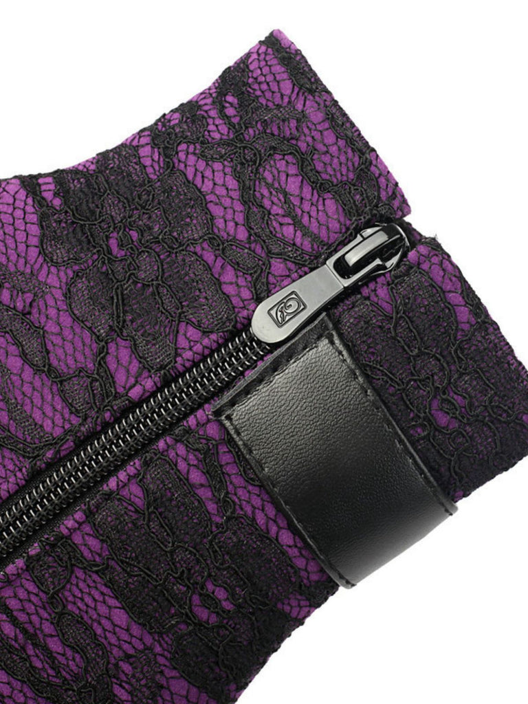 Bottines à plateforme et talons épais en dentelle vintage