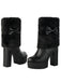 Bottes à talons épais en peluche avec nœud papillon vintage