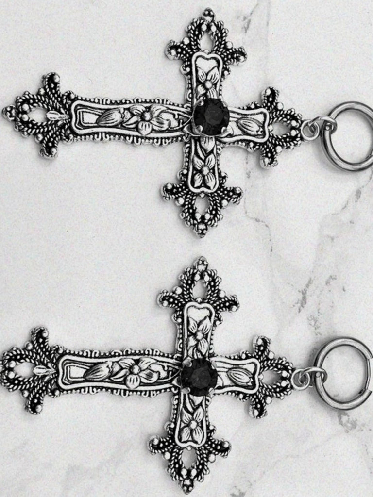 Boucles d'oreilles Halloween gothique croix 3D fleur