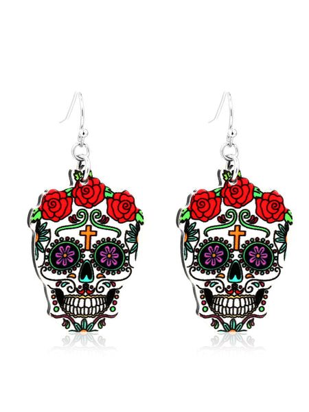 Boucles d’Oreilles Jour des Morts – Crâne Bronze et Rose Noire Boucles d’Oreilles Jour des Morts – Crâne Bronze et Rose Noire